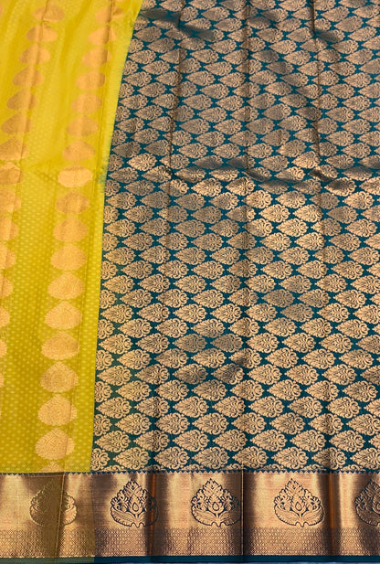 Vegan Silk Saree Mustard Colour Saree with Copper Border
