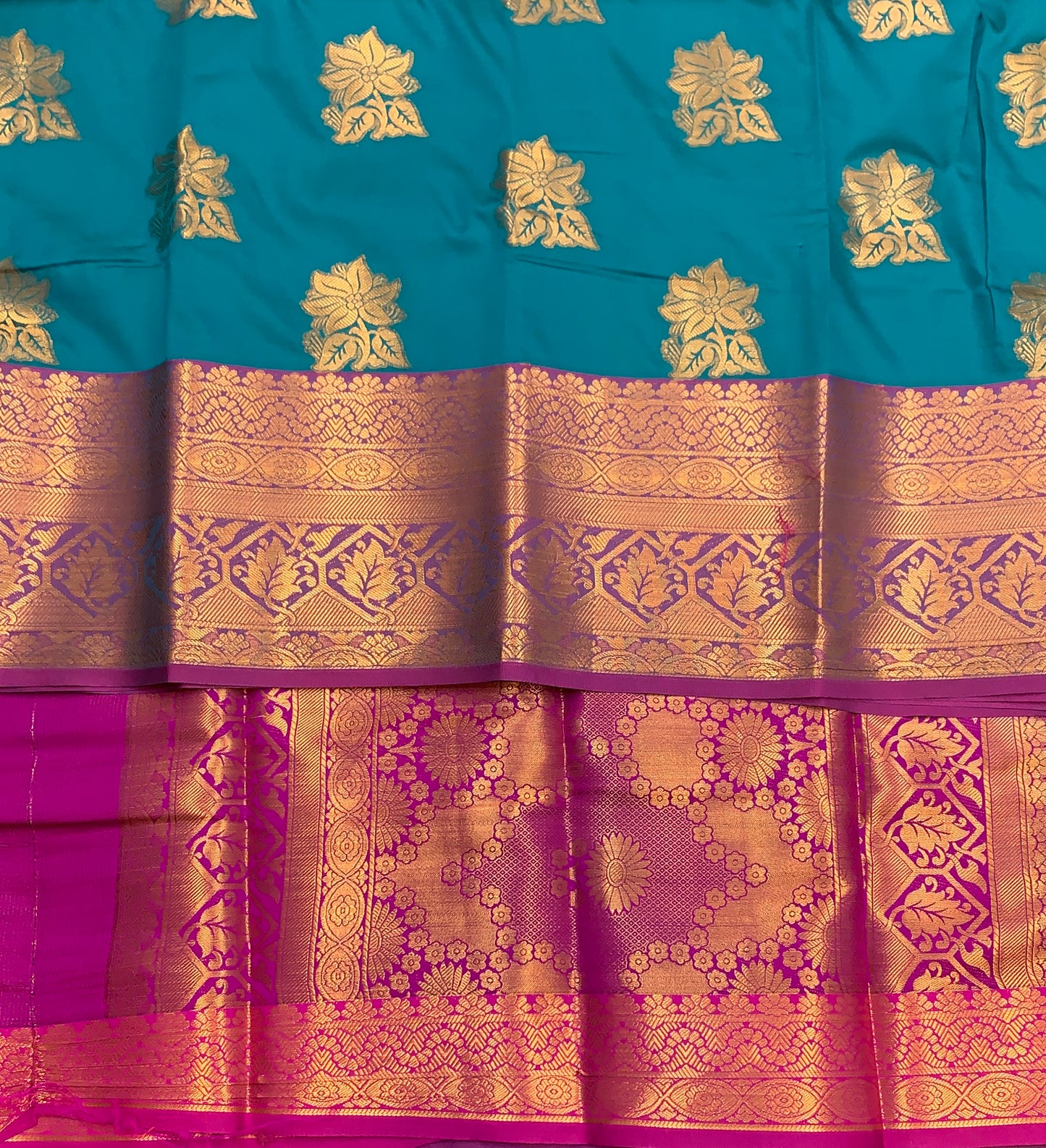 Soft Silk Casual Saree Peacock Green Colour with Pink and Golden Colour Border