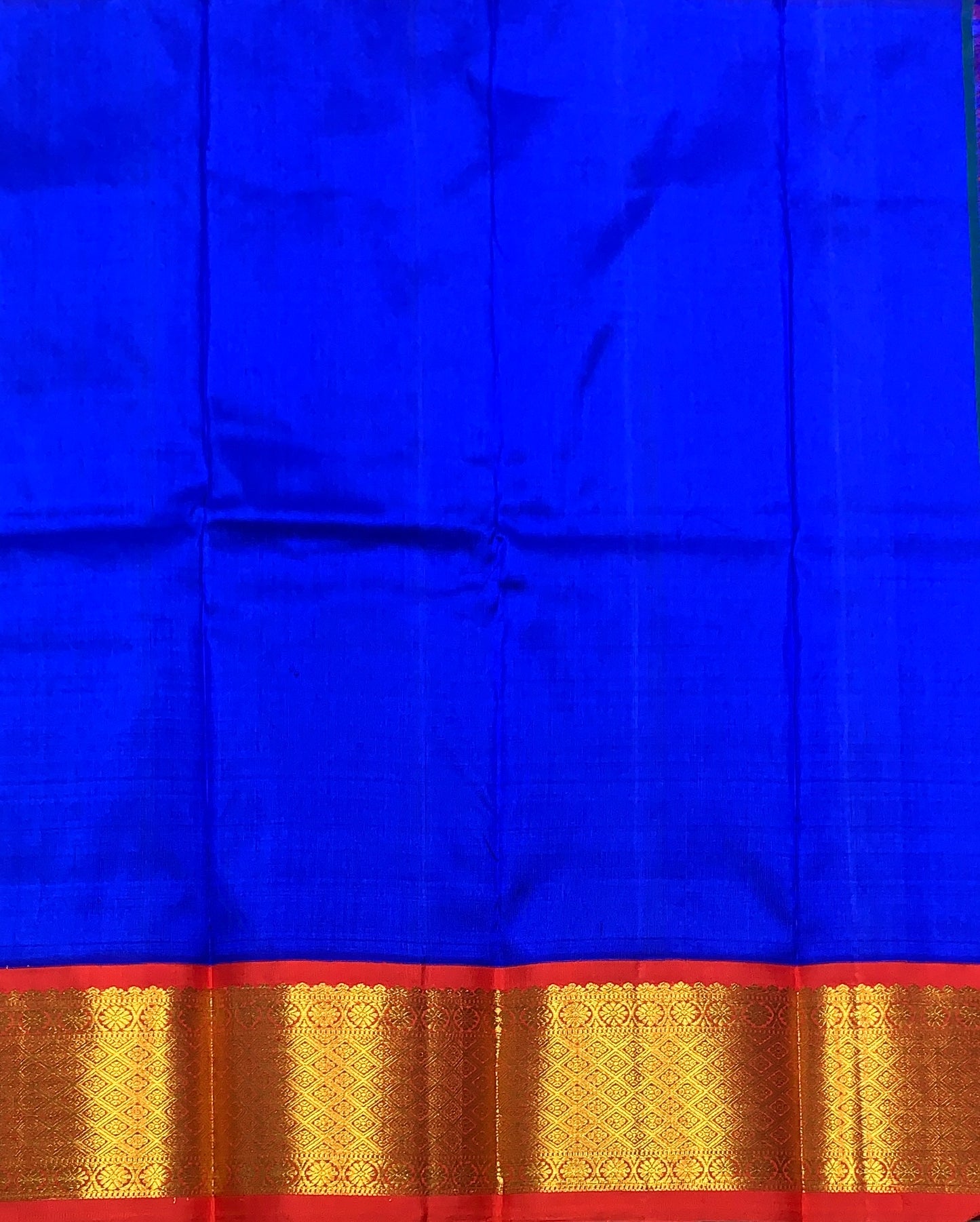 Blue shade Pure Kanchipuram Kids Pattu Pavadai with Contrast Border for Newborn to 2 Years