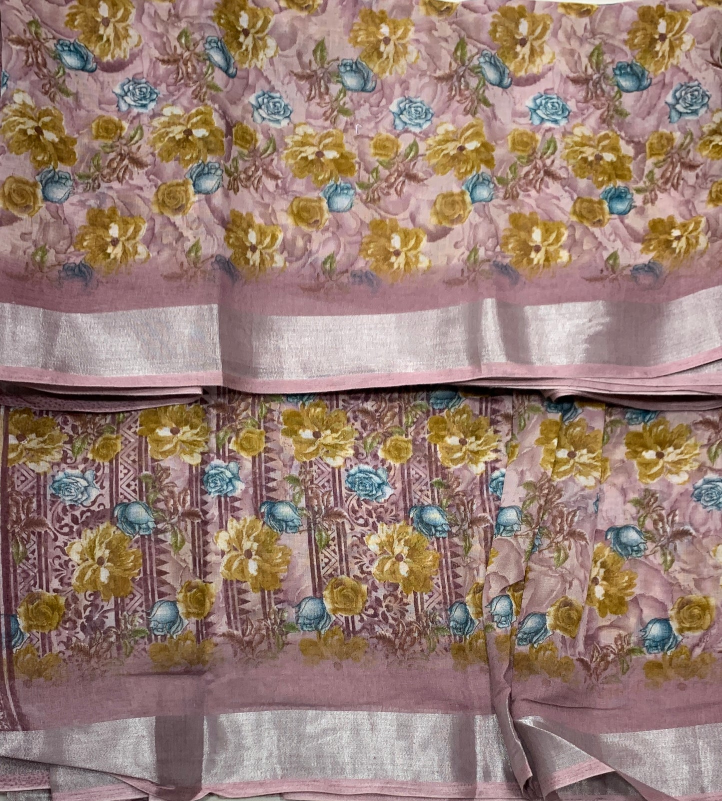 Jute Cotton Saree Onion Pink Shade with Thread Border