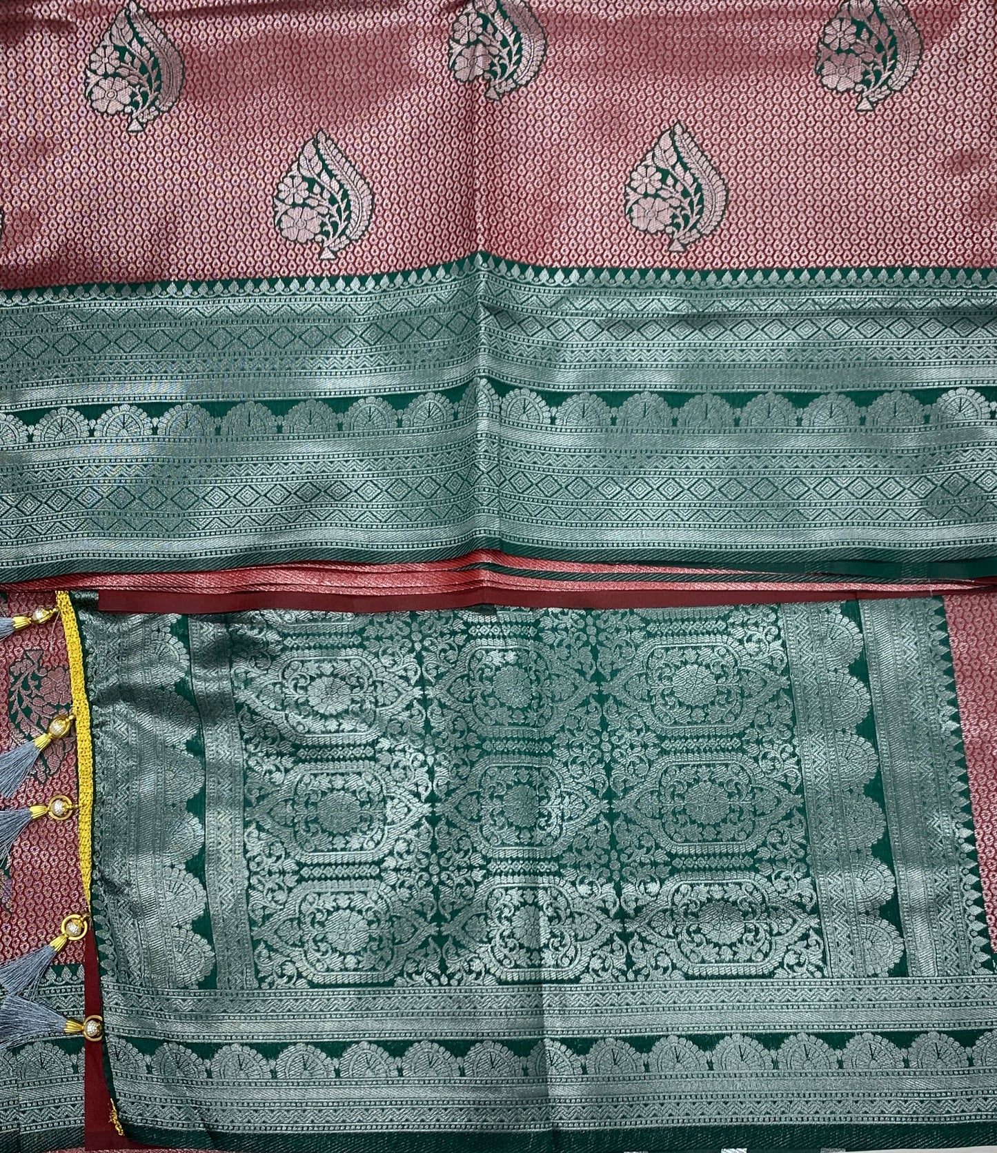 Art Silk Saree Maroon Colour with Green Border