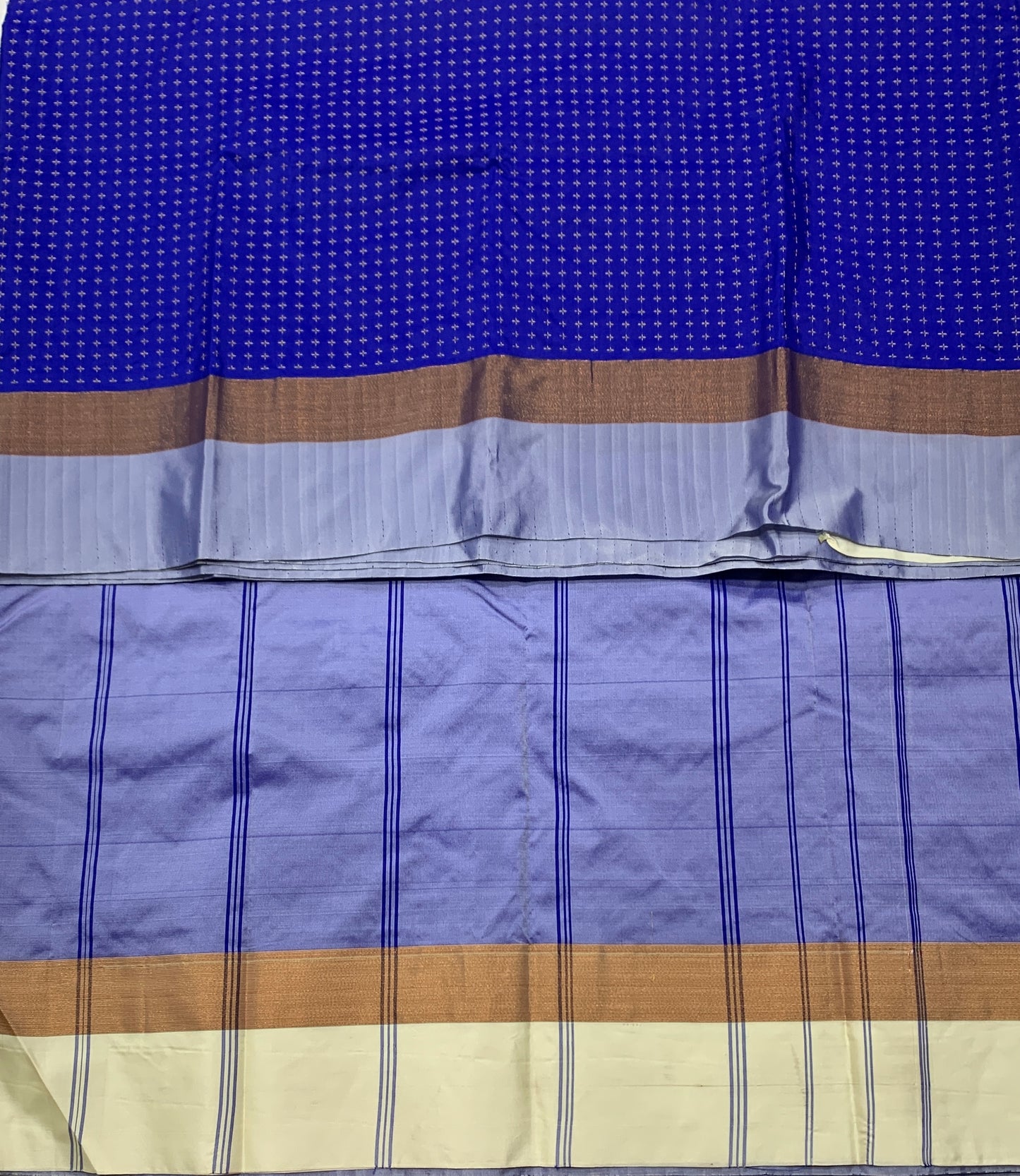 Arani Silk Saree Blue Colour with Sky Blue and Golden Border