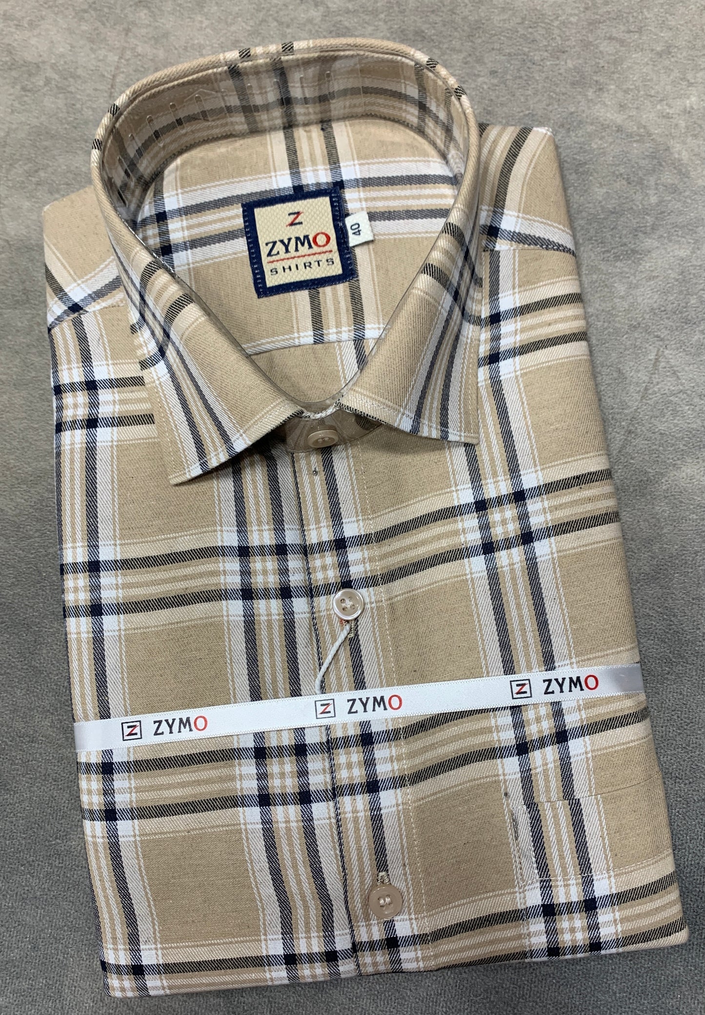 Full Sleeve Light Brown Colour Shirt with Checked Design