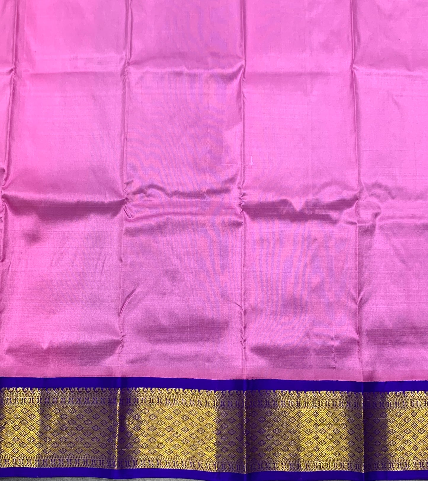 Baby Pink shade Pure Kanchipuram Kids Pattu Pavadai with Contrast Border for Newborn to 2 Years