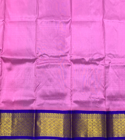 Baby Pink shade Pure Kanchipuram Kids Pattu Pavadai with Contrast Border for Newborn to 2 Years