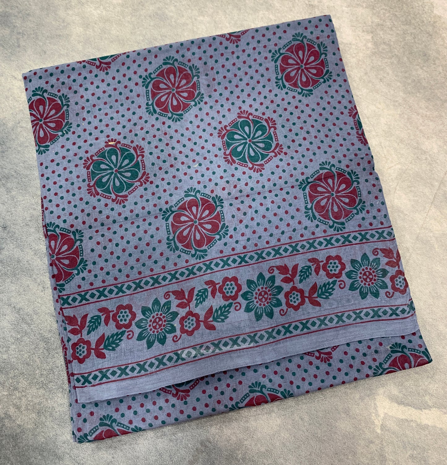 Chettinad Sungudi Cotton Gray Colour with Floral Design Border