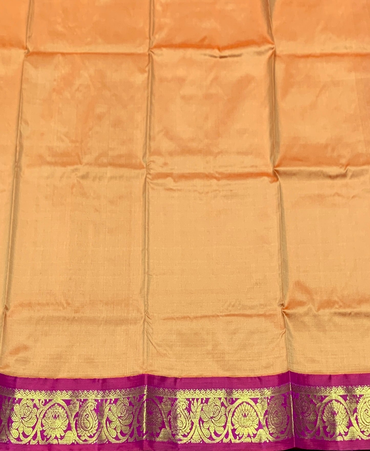 Mustard Yellow Shade Pure Kanchipuram Kids Pattu Pavadai with Contrast Border for age 2 to 5