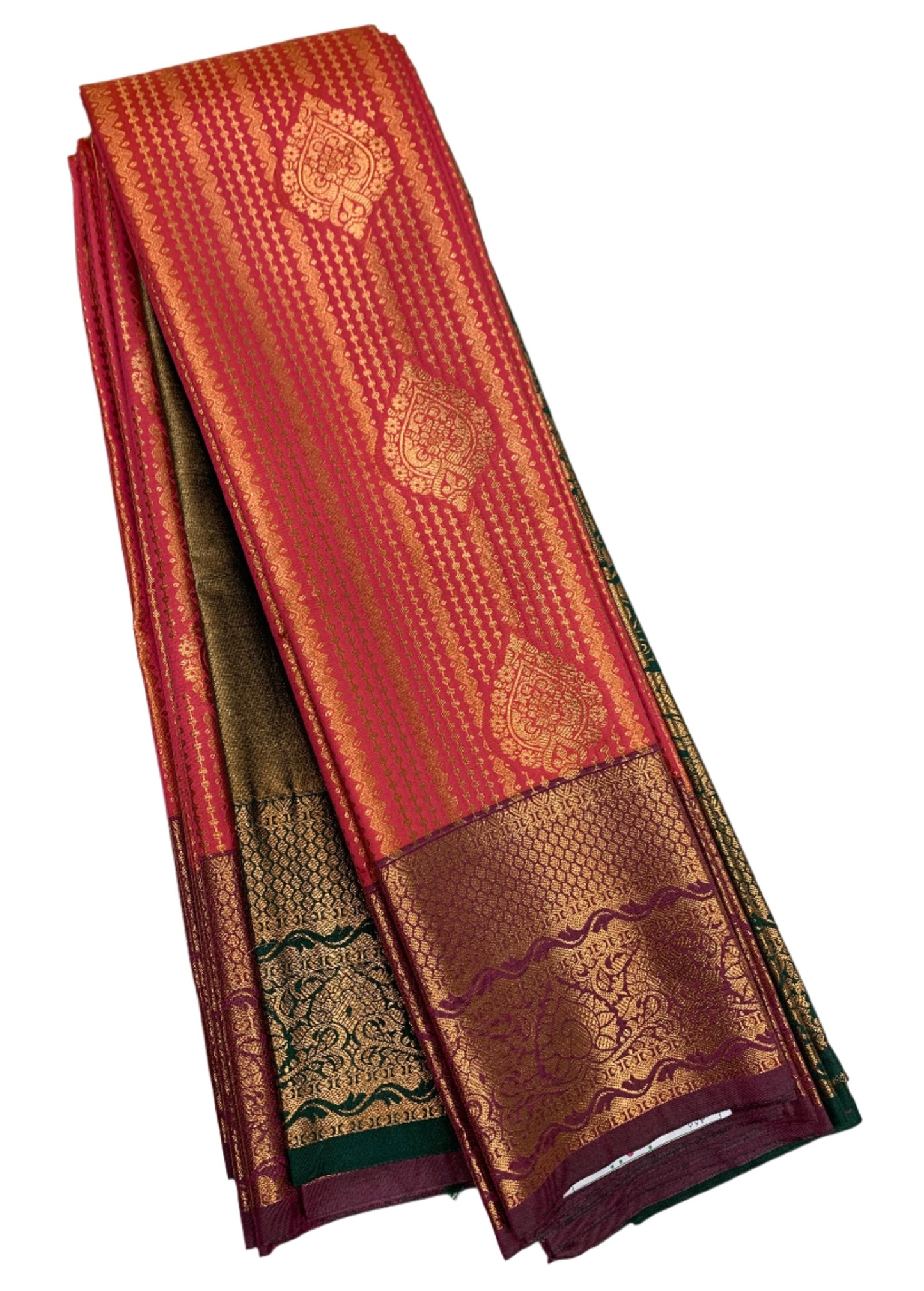 Vegan Silk Saree Baby Pink shade with Copper Border