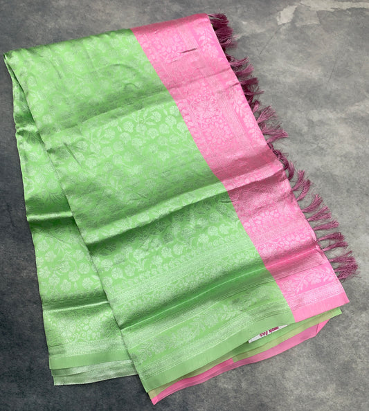 Art Silk Saree Light Green Colour with Self Border