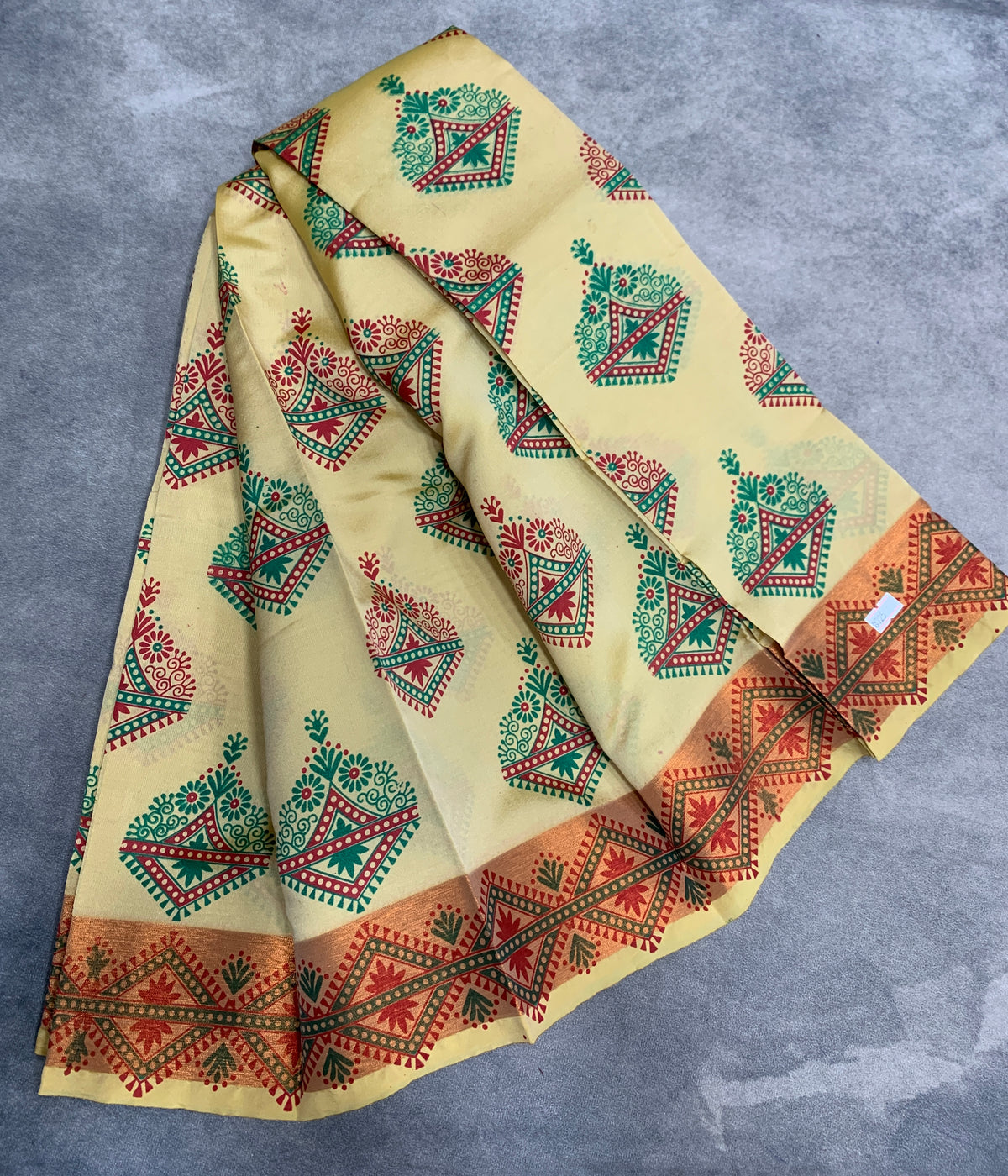 Fancy Cotton Saree Sandal Colour with Copper Border