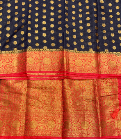 Crepe Saree Block Colour with Red Border