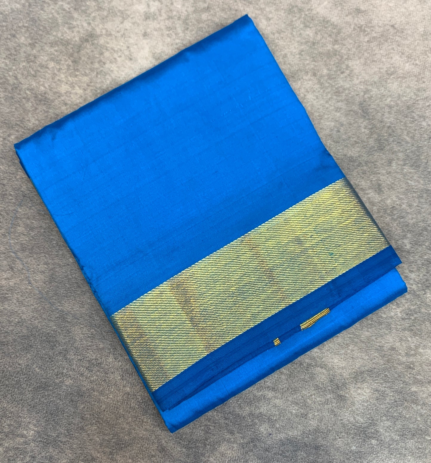 4 Mulam Silk Pooja Towel Sky Blue Colour with Zari Border