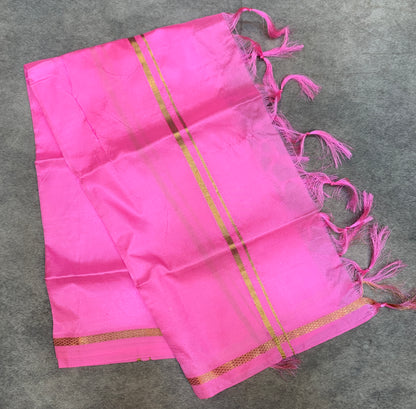2 Mulam Silk Pooja Towel Baby Pink Colour