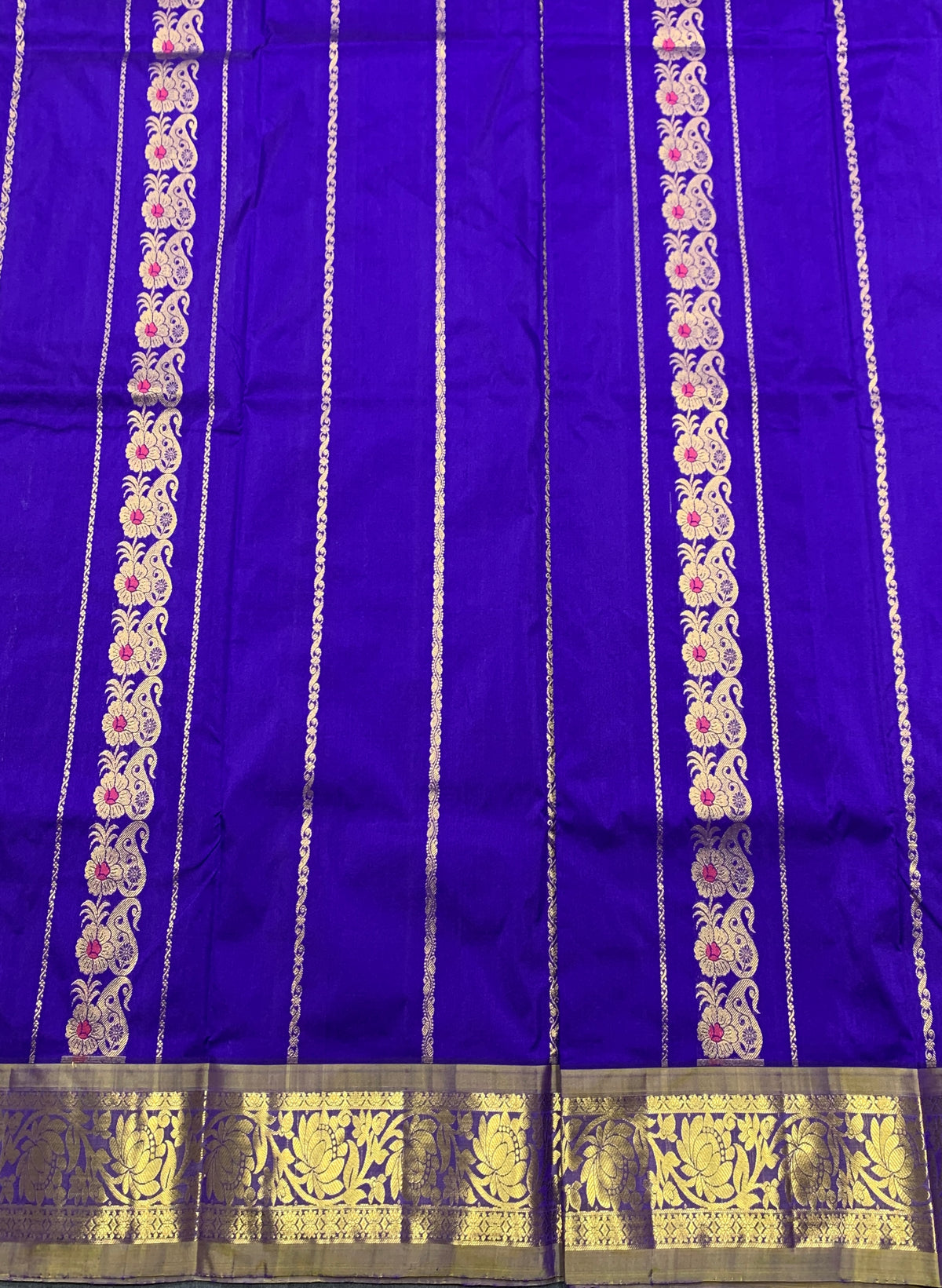 Violet shade Semi Silk Kids Pattu Pavadai with Contrast border for age above 10 years