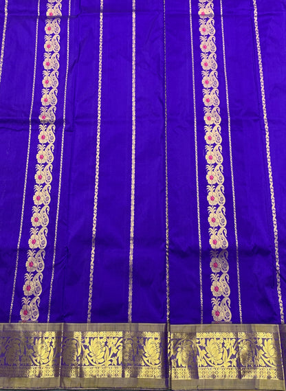 Violet shade Semi Silk Kids Pattu Pavadai with Contrast border for age above 10 years