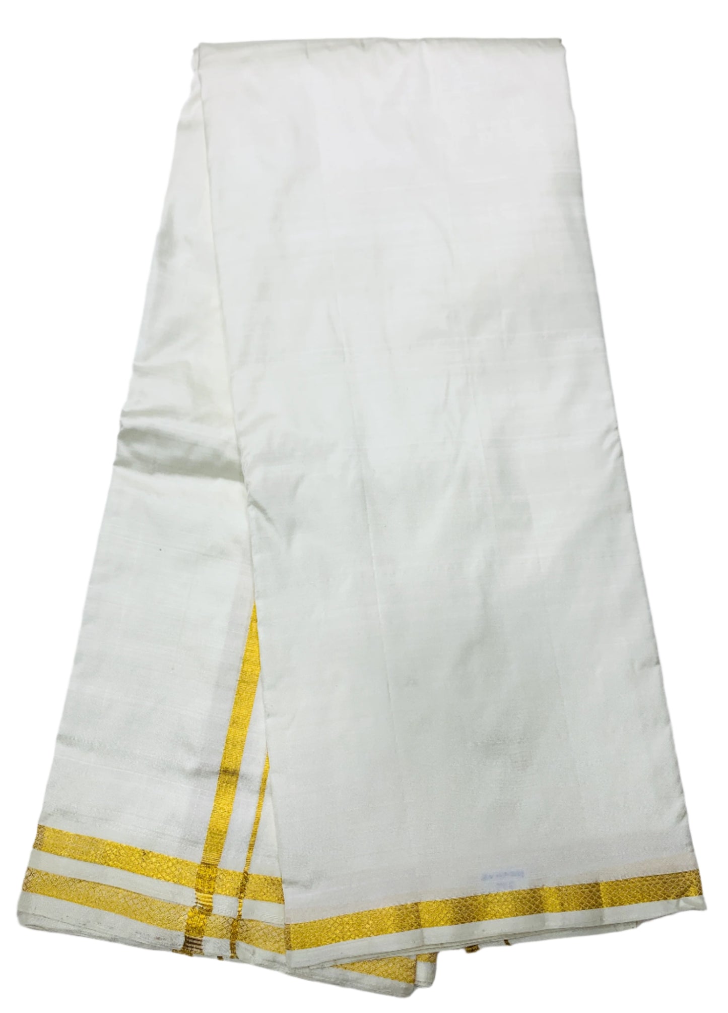 9X5 Pure Silk Dhoti Cream Colour with Small Border