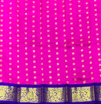 Pink Shade Pure kanchipuram Kids Pattu Pavadai with Contrast Border for Newborn to 2 Years