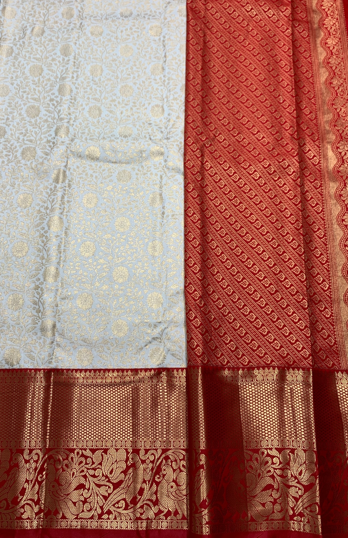 Vegan Silk Saree Ivory Colour with Red Border