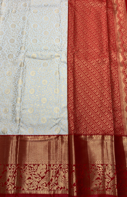 Vegan Silk Saree Ivory Colour with Red Border