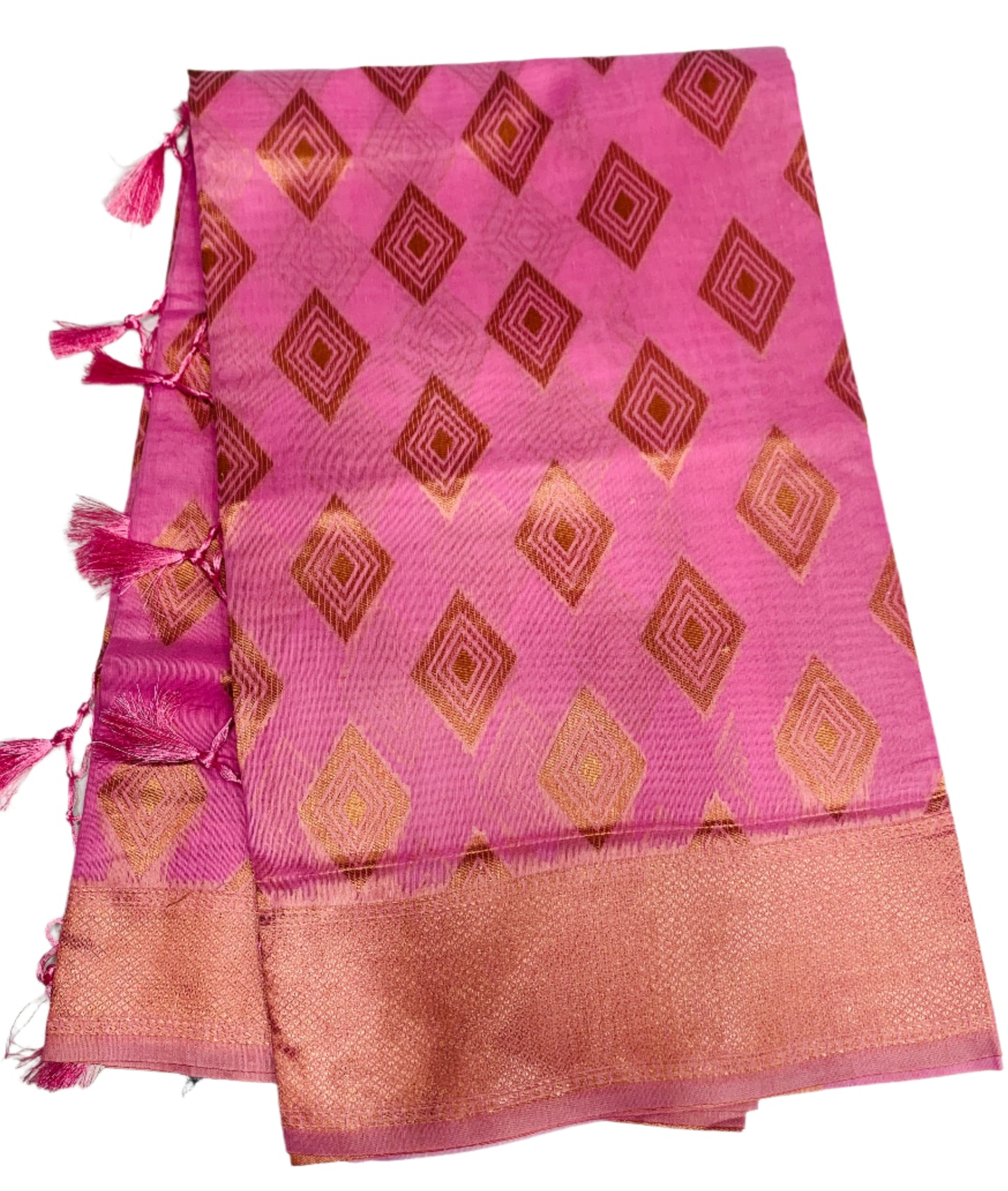 Banaras Katan Saree Baby Pink Colour with Katan Work Border