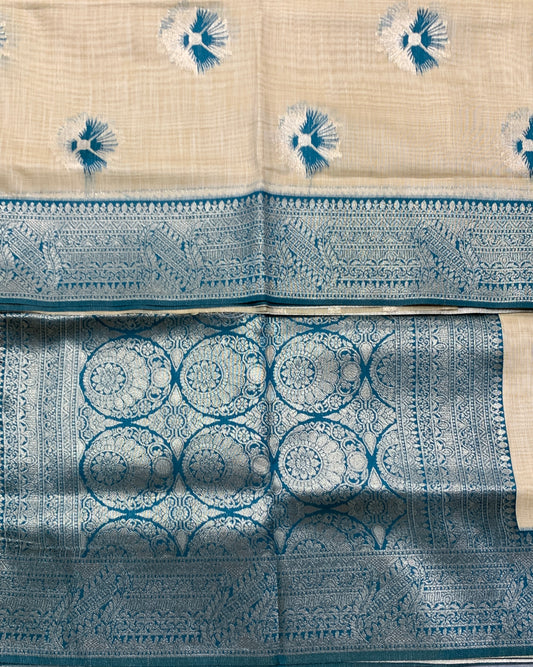 Banaras Katan Saree Tussar Colour with Katan Work Border
