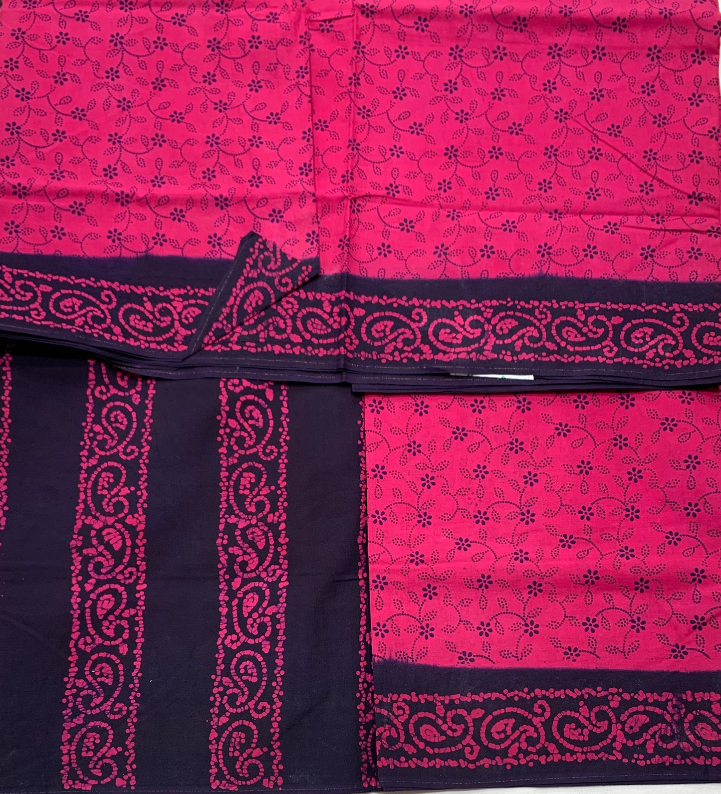 Chettinad Sungudi Cotton Pink Colour Navy Blue Border