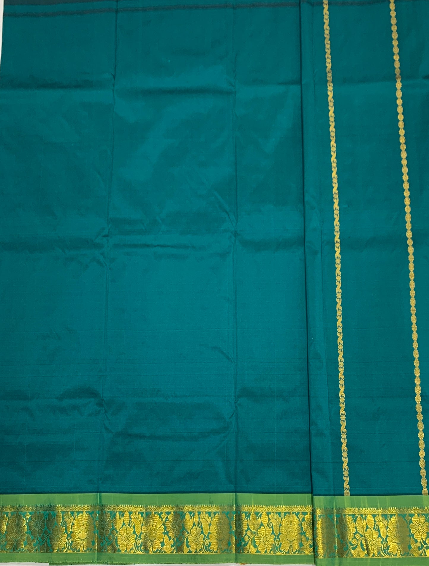 Green shade Semi silk Kids Pattu Pavadai with Contrast border for age 5 to 10