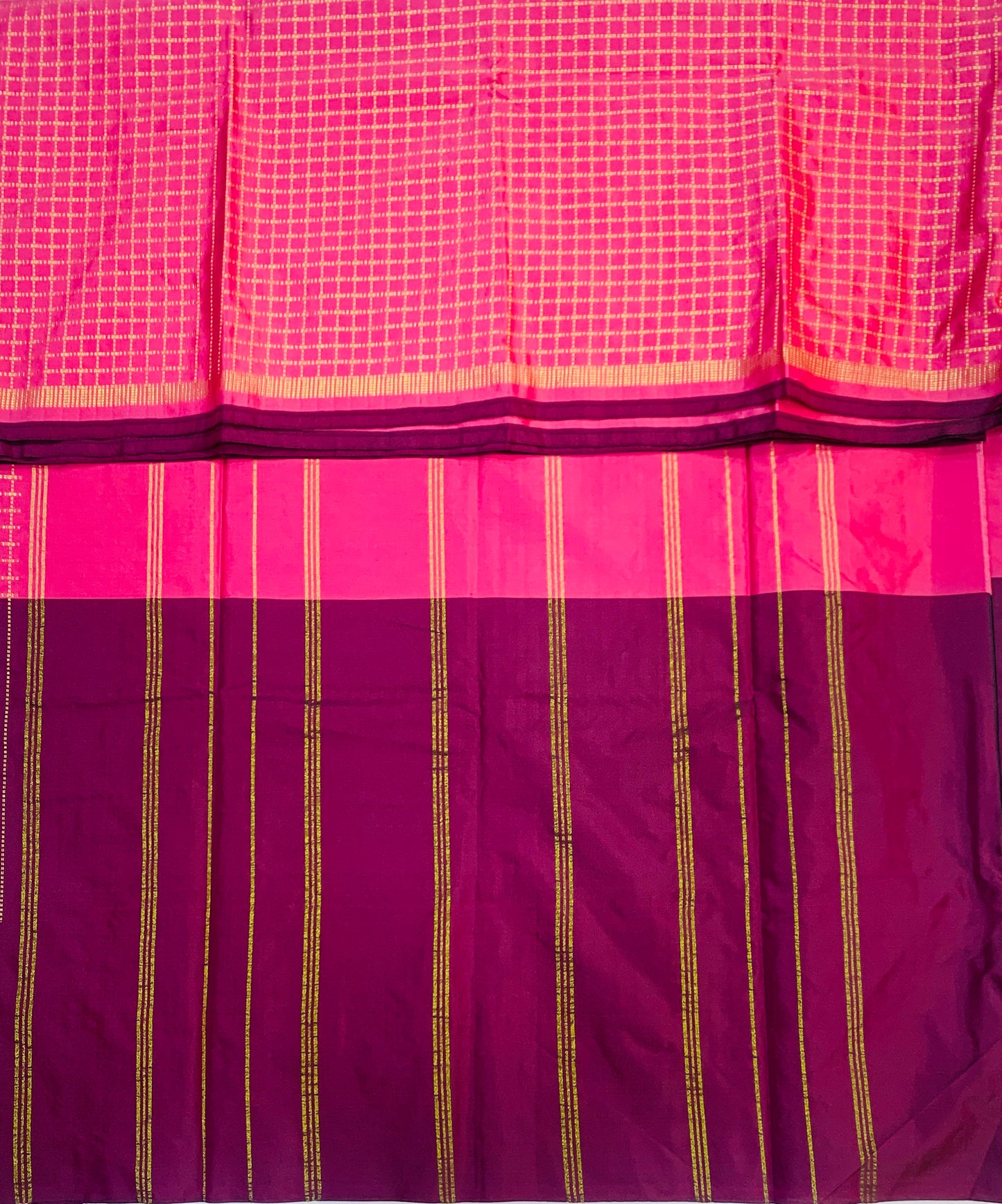 Arani Silk Saree Baby Pink Colour with Dark Magenta Border