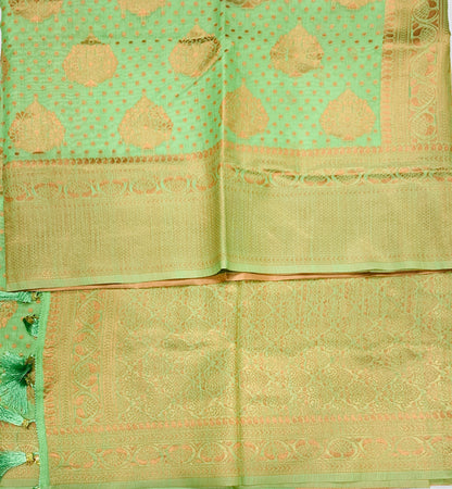 Banaras Katan Saree Pista Green Colour