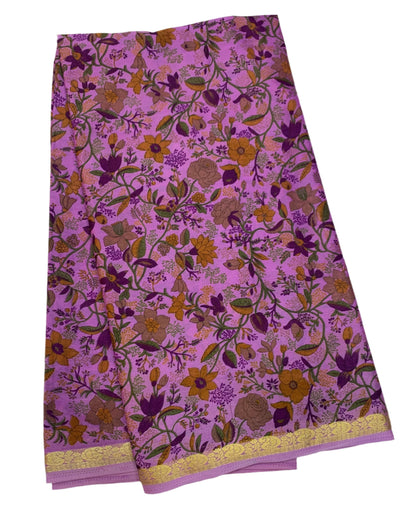 Crepe Saree Lavender Colour with Floral Design