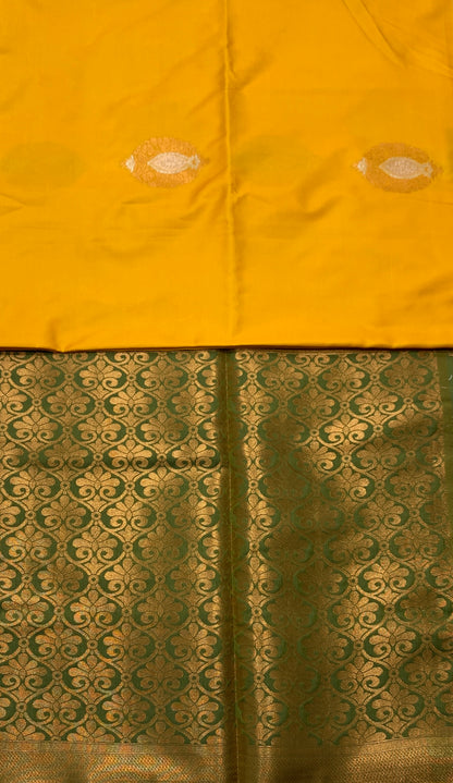 Soft Vegan Silk Saree Yellow Colour with Border less