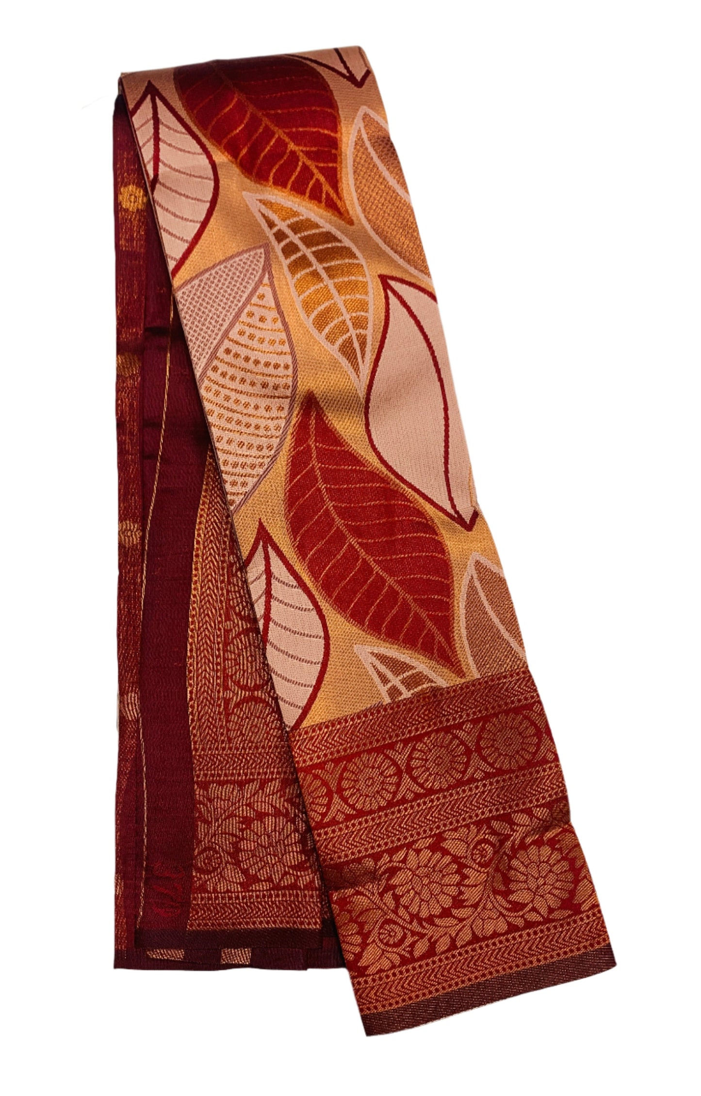 Art Silk Saree Maroon Colour with Leaf Design