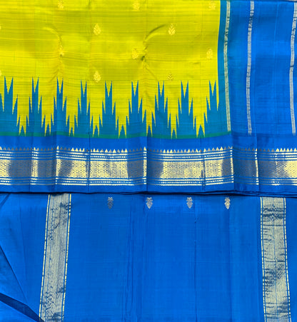 Pure Kanchipuram Silk Saree Light Green Colour with Blue Border