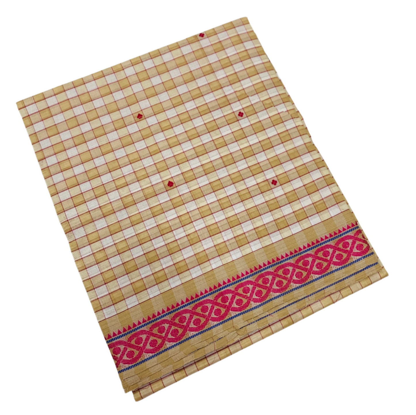 Chettinad Cotton Saree Tussar Shade with Pink Border