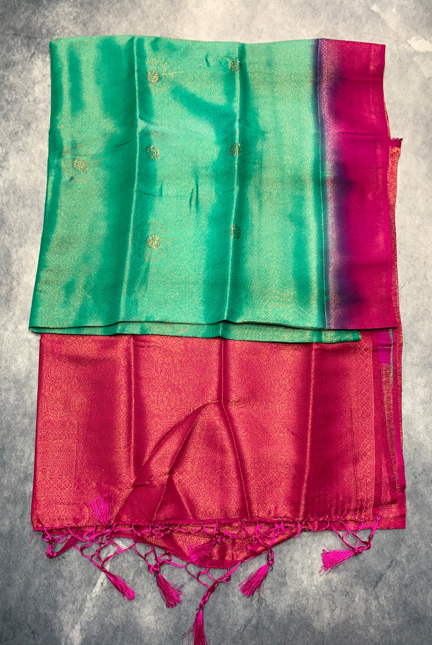 Soft Silk Saree Sapphire Colour and Stone Work with Pink Colour Pallu