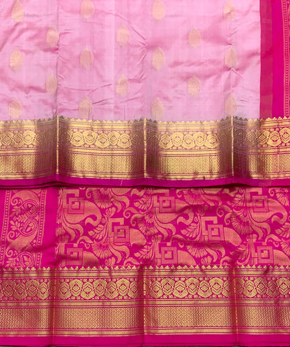 Pure Kanchipuram Silk Onion Pink Colour with Pink Colour Border