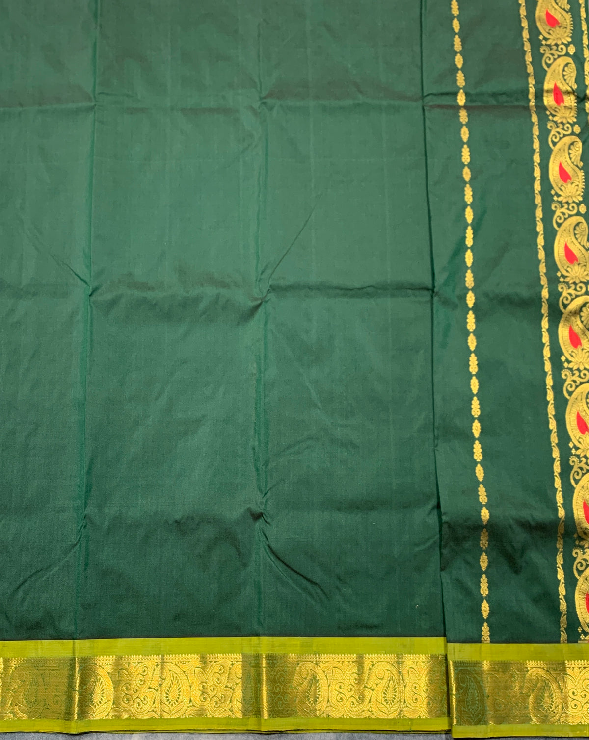 Green Shade Semi silk Kids Pattu Pavadai with Contrast border for age 5 to 10
