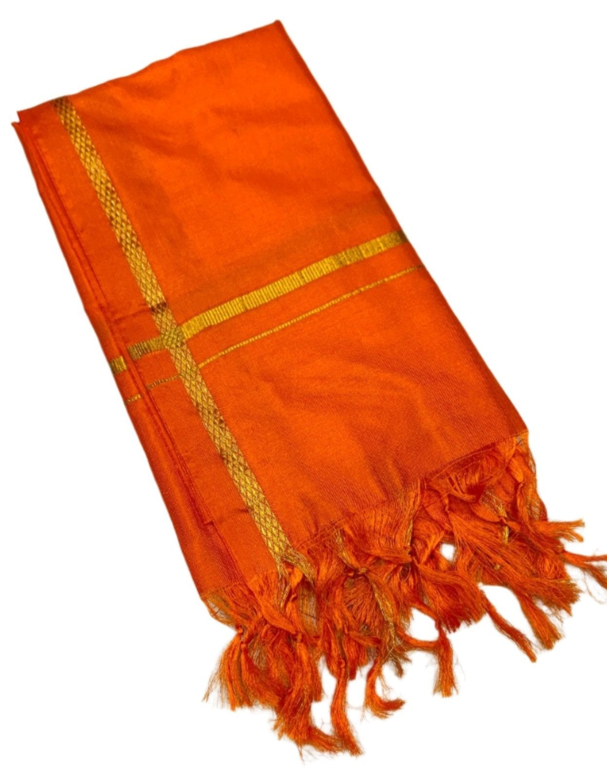 Silk Pooja Towel Orange Colour