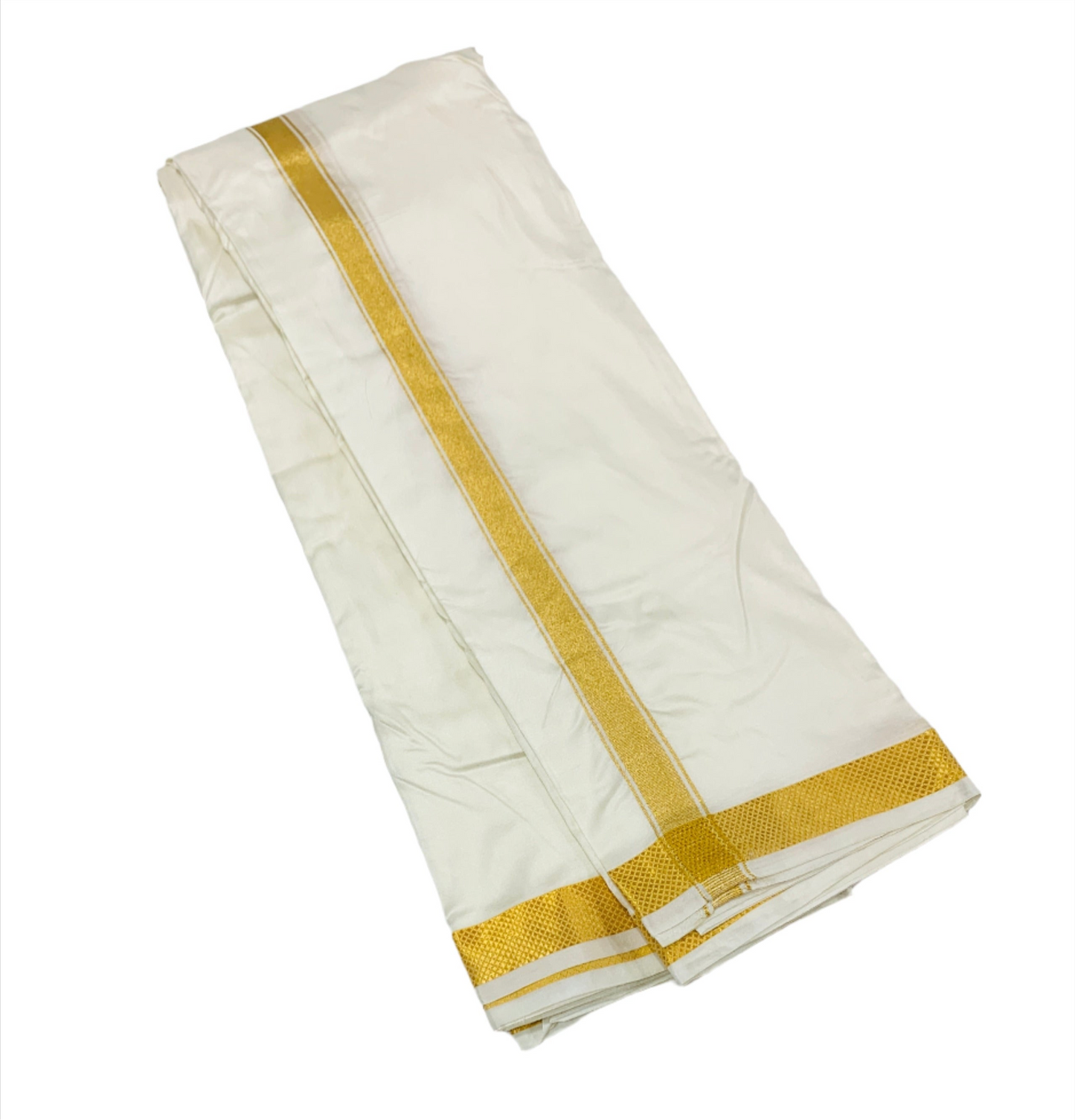 Pure Silk Dhoti 8 mulam Cream Colour Small Border