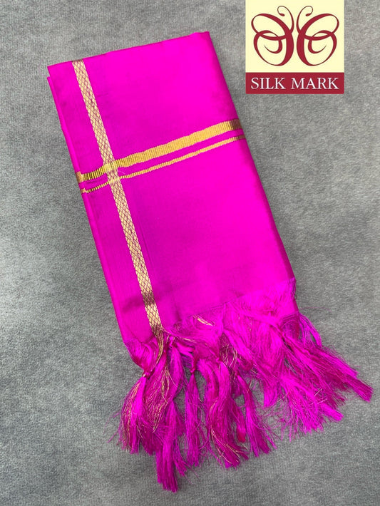 2 Mulam Silk Pooja Towel Pink Colour
