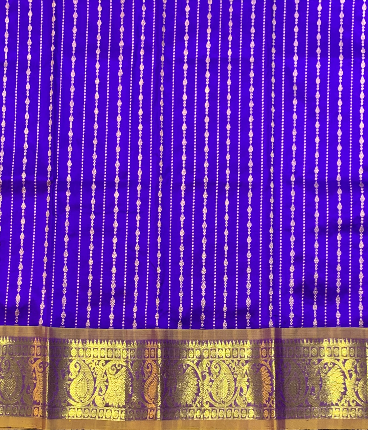 Violet Shade Pure Kanchipuram Kids Pattu Pavadai with Contrast Border for Newborn to 2 Years