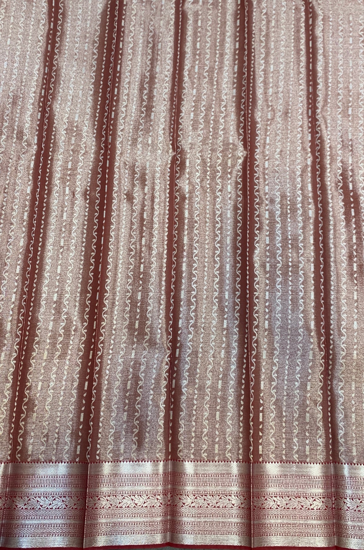 Fancy Tissue Saree Brown Colour with Self Design Border