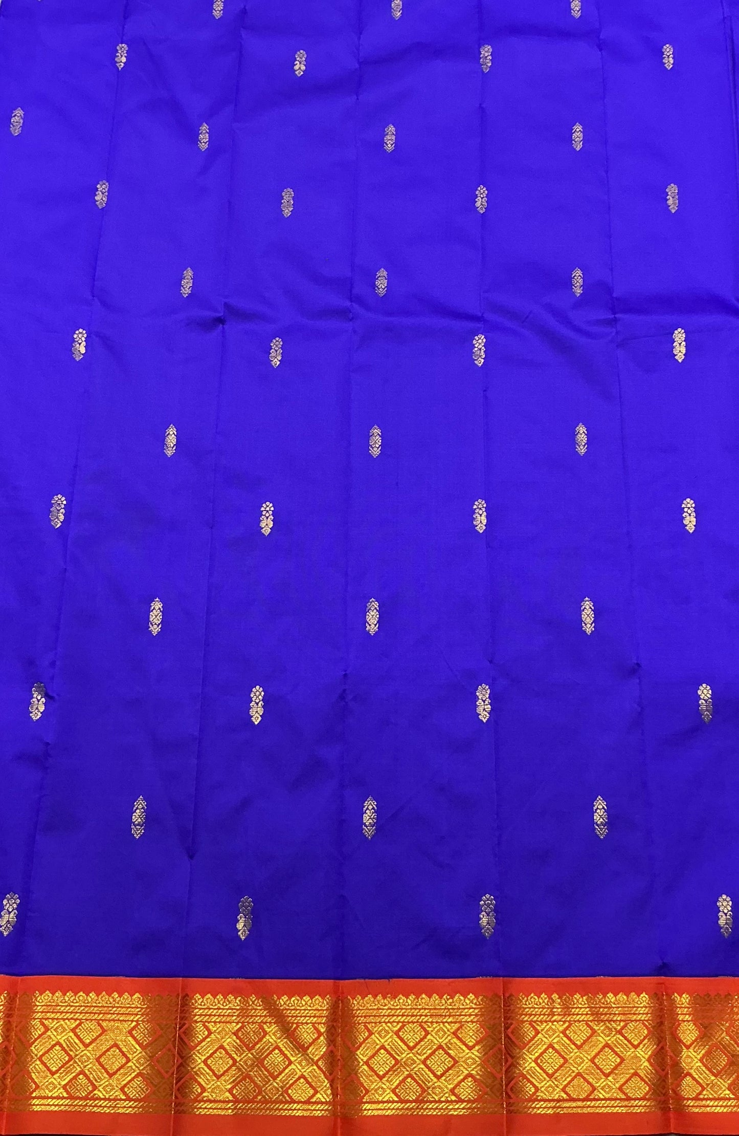 Semi Silk Saree Violet Colour with Orange and Gold Zari Border