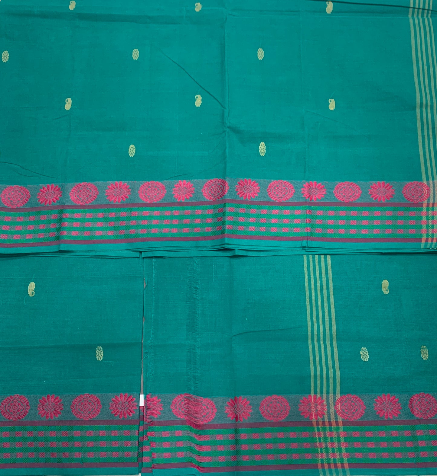 Chettinad Cotton Saree Rama Green Shade with Green Border