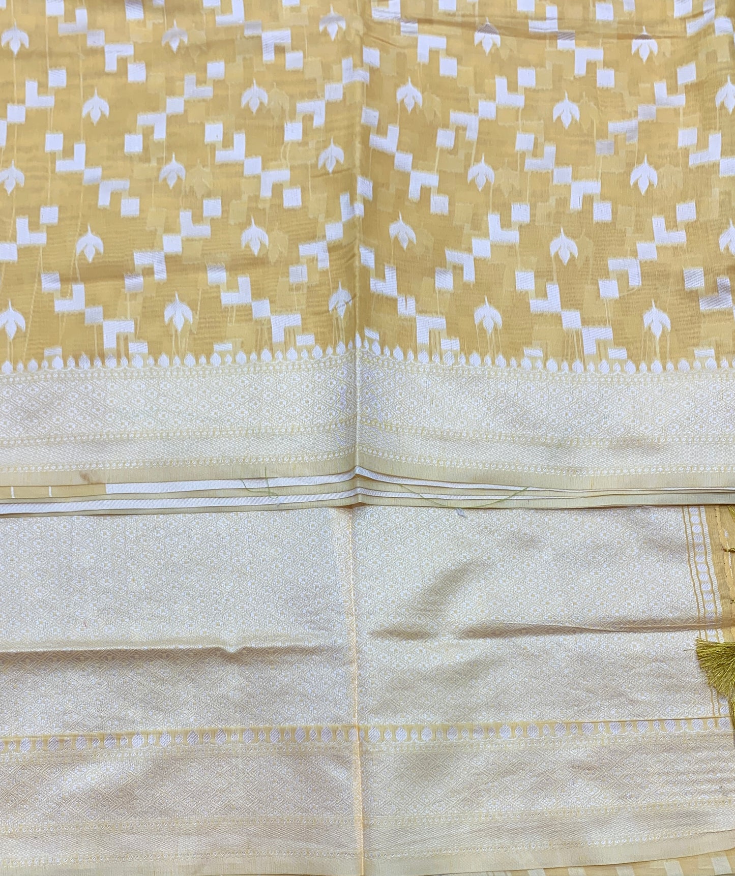 Banaras Katan Saree Yellow Colour with Katan Work Border