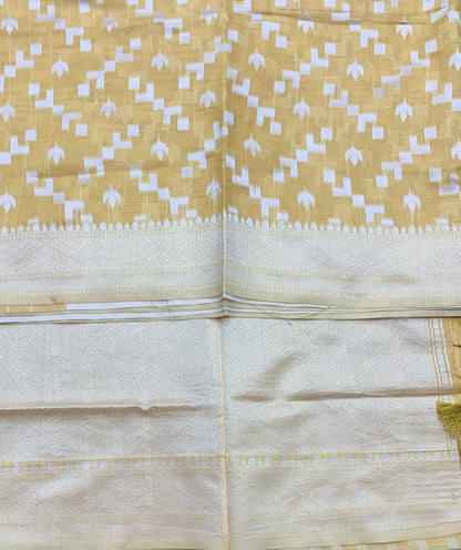 Banaras Katan Saree Yellow Colour with Katan Work Border