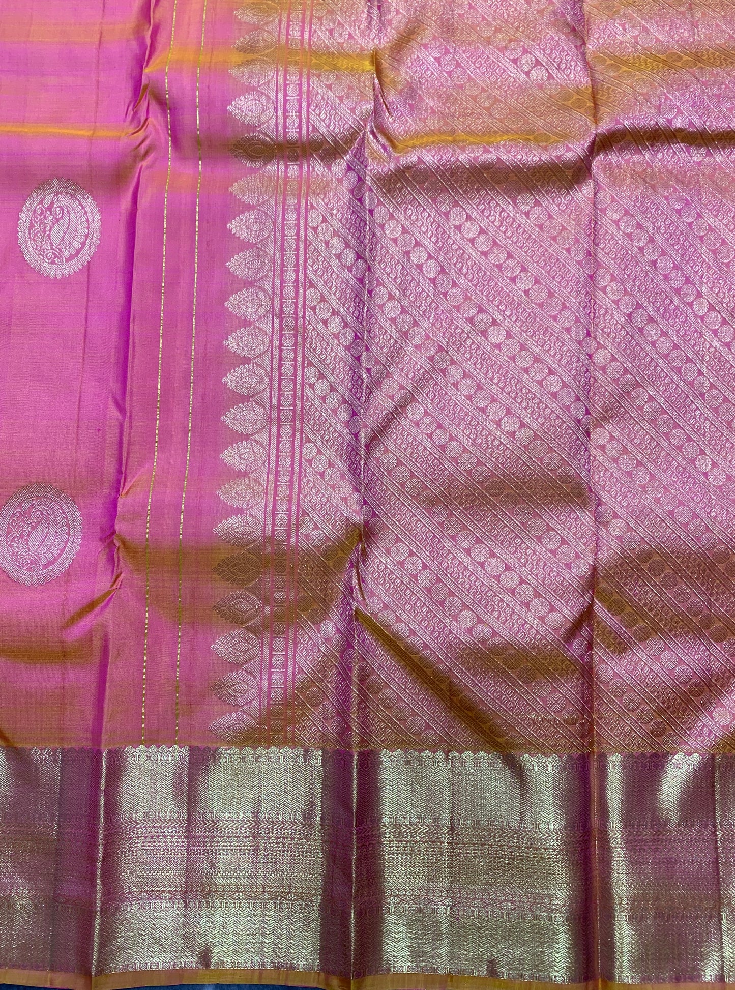 Pure Kanchipuram Silk Saree Baby Pink Colour Shade with Self Border