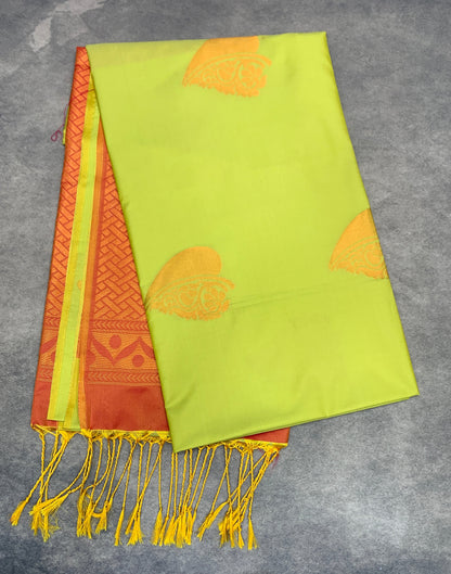Art Silk Saree Lime Green Colour with Borderless