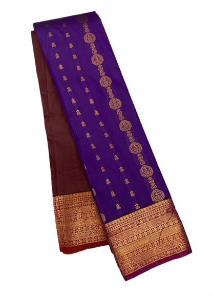 Vegan Silk Saree Violet shade with Golden Zari Border