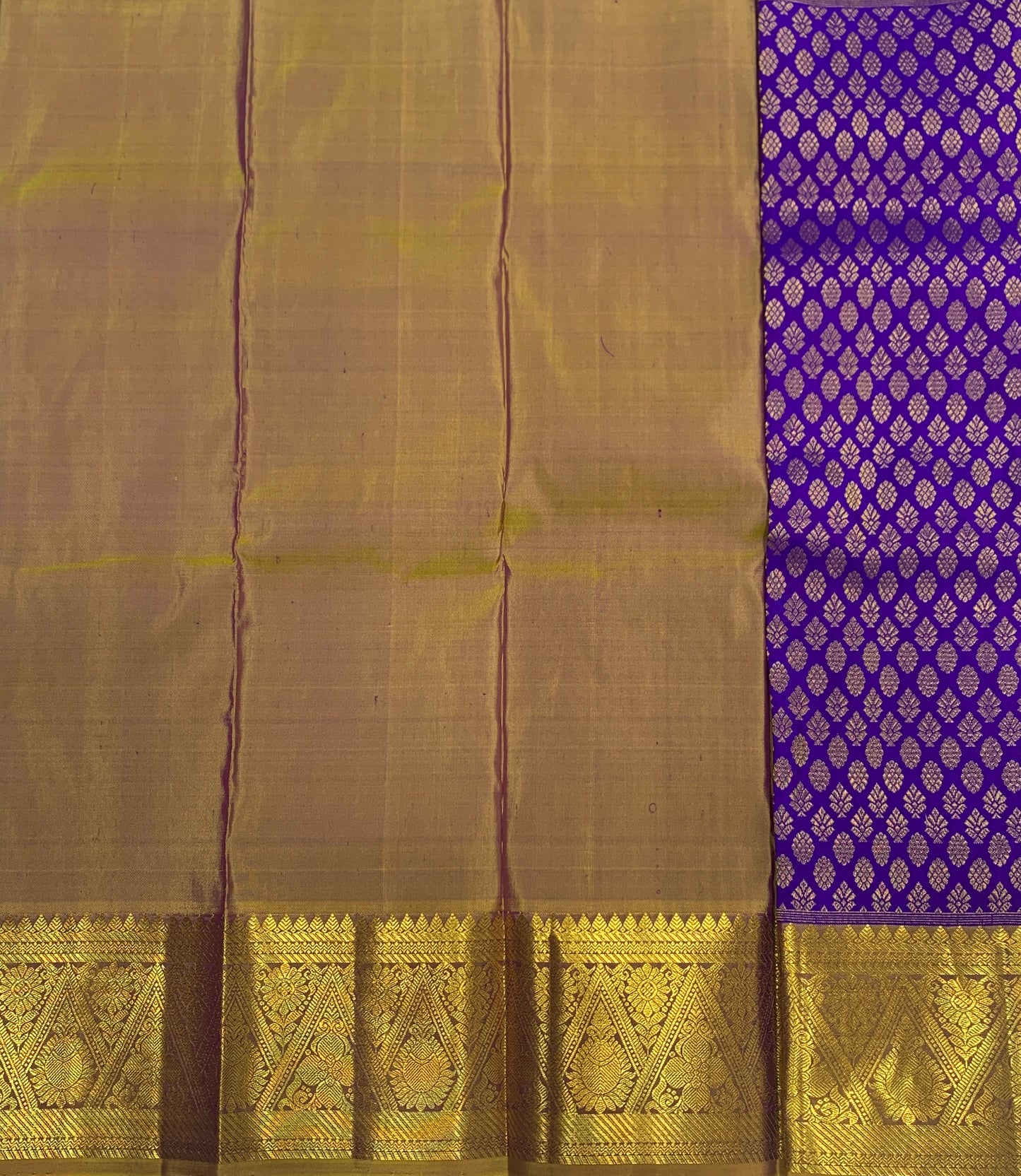 Blue shade Pure kanchipuram Kids Pattu Pavadai with contrast border for newborn to 2 Years